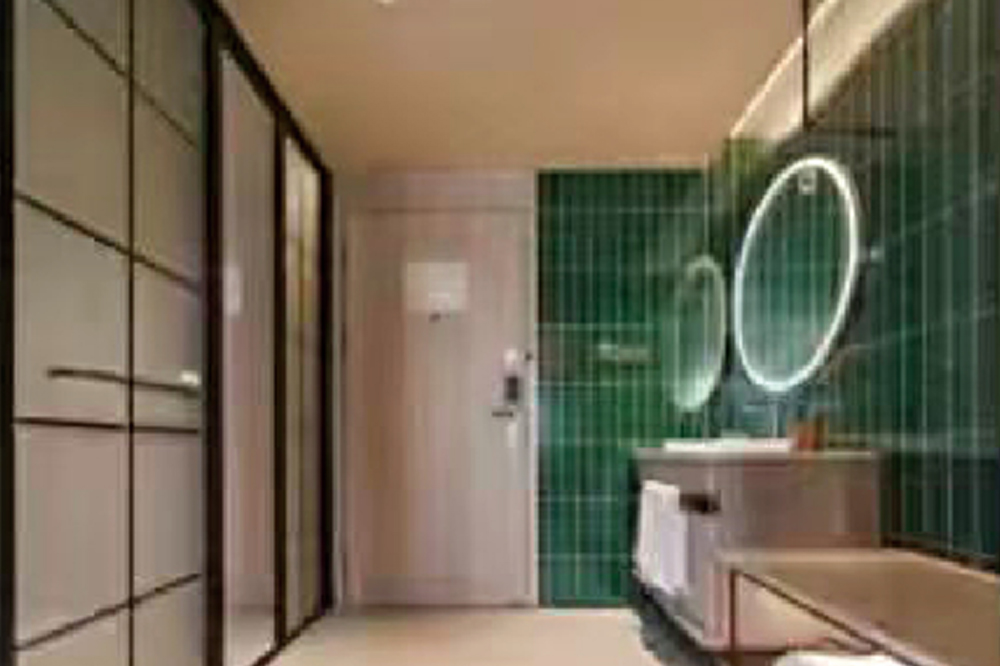 Green brick patterned stone crystal wall panel
